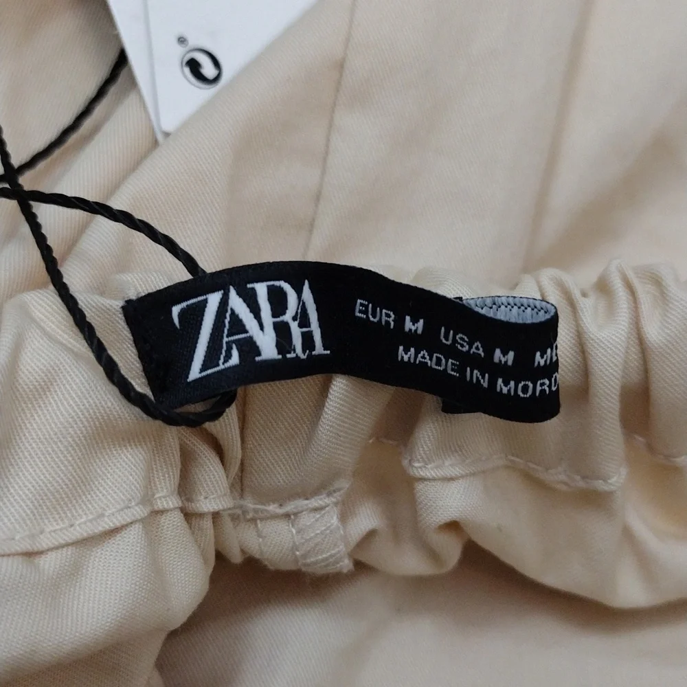 Zara Dress Size M Maxi Halter Dress Cotton- Cream Tan NWT - Picture 13 of 13